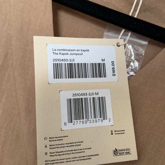 Women's Frank and Oak The Kapok Jumpsuit Cotton Blend Short Sleeve V-Neck Size M - Picture 8 of 8